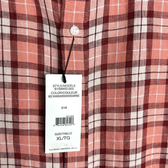 NWT Black Brown 1826 Linen Casual Plaid Button Down Shirt Long Sleeve XL - Picture 9 of 13